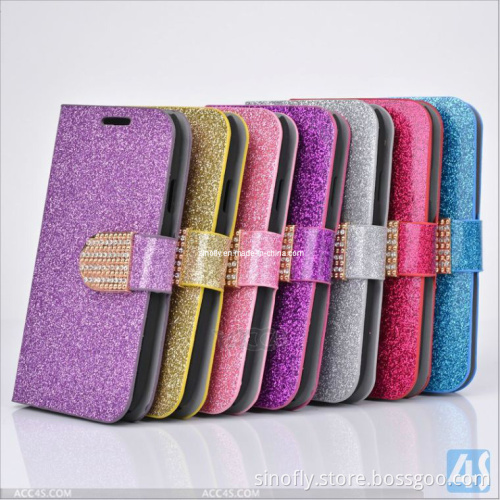 for Samsung Galaxy S4 Bling Folding Leather Stand Case P-Sami9500case153